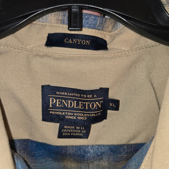 NEW Pendleton Canyon Western Shirt XL Mens Blue Plaid Umatilla Wool Pearl Snap - Picture 2 of 7
